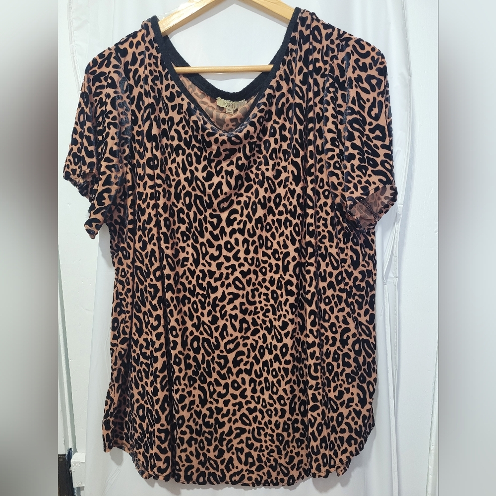 Sheer velvet burnout animal print Blouse